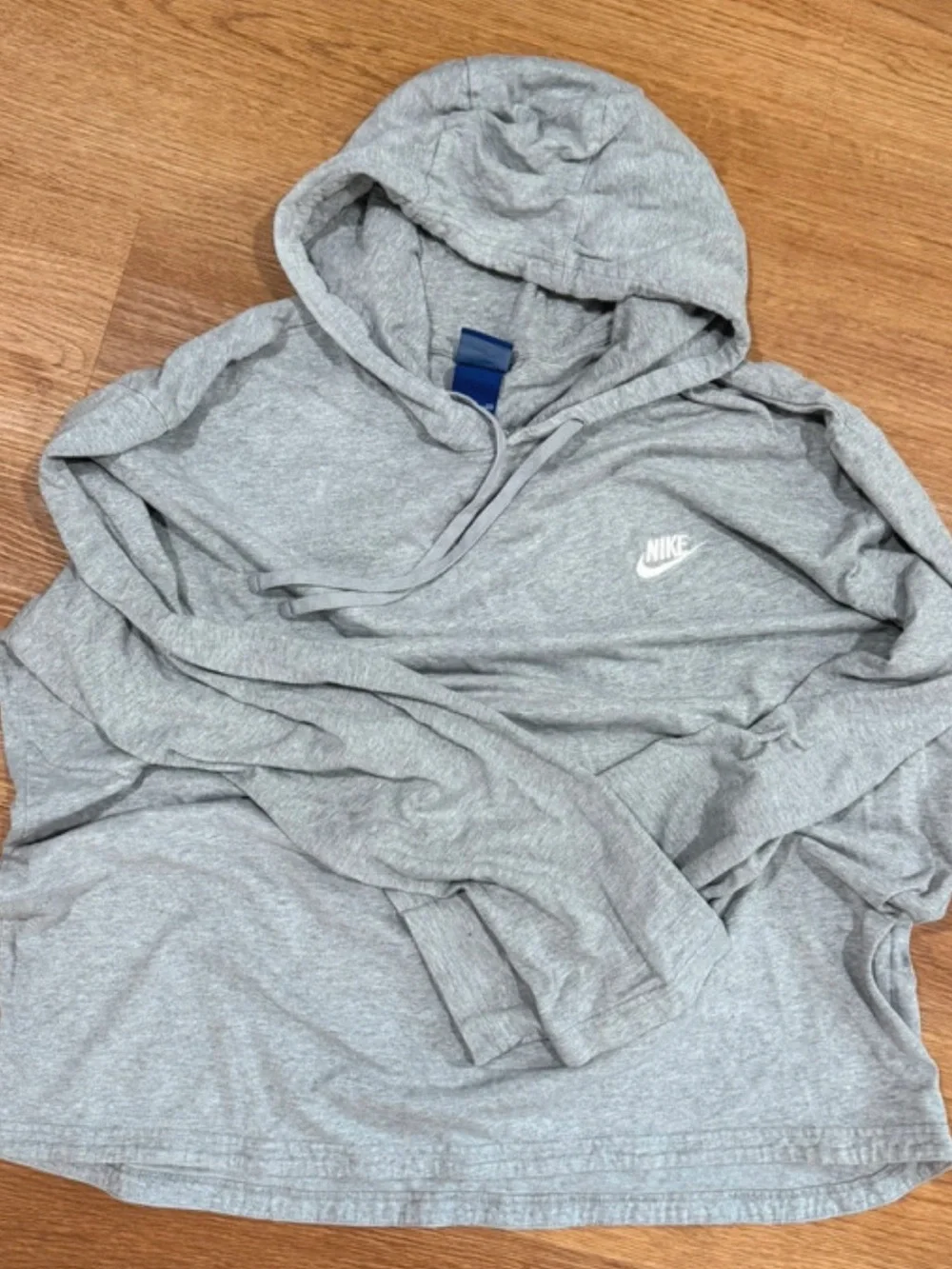 Nike Light Gray Men’s Hooded Pullover with White Swoosh